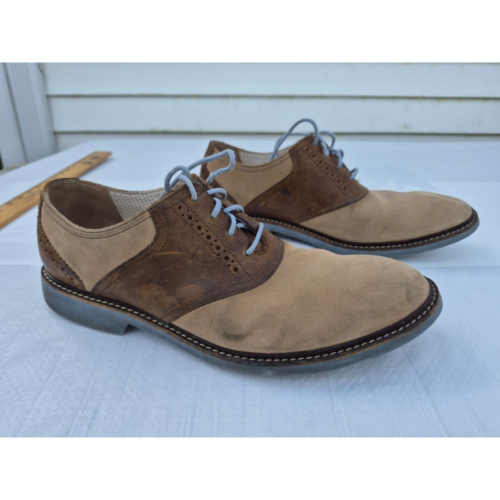 Cole Haan Nike Air Mens Saddle Shoes Brown Tan Suede Oxfords C10535 10.5M
